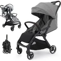 Sekey Kinder-Buggy mit Regenschutz, 3-fach verstellbar Reise Kinderwagen für Flugzeug, Einhand-Faltmechanismus, 4-Rad-Federung, 5-Punkt-Gurt, Sichtfenster