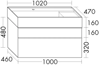 Burgbad Mineralguss-Waschtisch+Waschtischunterschrank Yumo Preisgruppe 1 Veloursgrau Matt/Weiß SFKN102F6437C0037