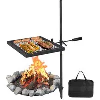 GarveeMore Holzkohlegrill Drehspieß Schwenkgrill Freistehend Belastbarkeit 600 ℃ 40x40cm