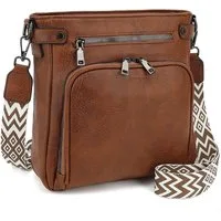 TAN.TOMI Schultertasche Handtasche damen mittelgroß Umhängetaschen crossbody bag, Retro leder PU damentaschen mit breitem gurt handtaschen