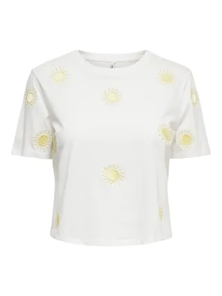 ONLY - ONLMARISSE S/S EMB TOP BOX JRS Cloud Dancer - Gr. - L