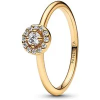 Pandora Solitärring 163554C01, für Damen-Ring Runder Pavé Heiligenschein Goldfarben