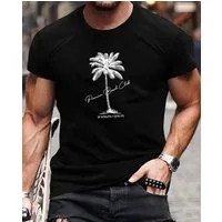RMK T-Shirt Herren Shirt Basic Rundhals Palme Urlaub aus 100% Baumwolle