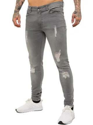 Enzo Herren Skinny Ripped Jeans
