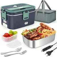 AKKEE Elektrische Lunchbox 3 in 1 für Zuhause und Auto, Kabellos, 1,8 L mit Edelstahlbehälter, Schnelles Erhitzen