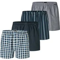 Schiesser Boxershorts 4er Pack Web (Spar-Set, 4-St) Boxershorts - Baumwolle - mit Eingriff - Atmungsaktiv