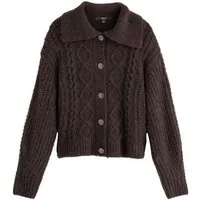 Next Strickjacke Zopfstrickjacke mit Wollanteil und Kragen (1-tlg)