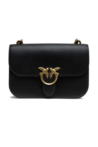 Schwarze Leder Love Bell Klassische Schultertasche
