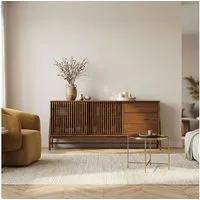 IDIMEX Sideboard ADAMO, Kommode 175 cm aus Massivholz mit Lamellenschiebetüren Kastanie Finish
