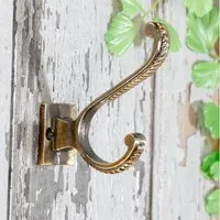 Antikas Wanddekoobjekt Kleiderhaken, verziert, Eisen, Gelb, messing Finish, H 9,0 x B 3,3