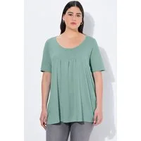 Ulla Popken T-Shirt T-Shirt Zierfalten A-Linie Rundhals Halbarm Modal