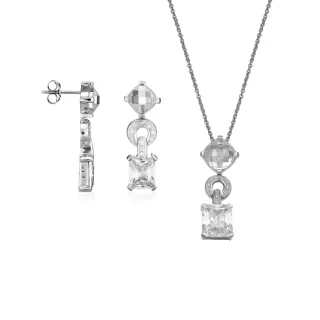 Orphelia Damen 925 Sterling Silber Set: Kettenanhänger + Ohrringe - Silber SET-5919