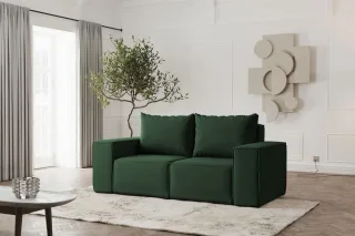 Sofa Designersofa ESTELLE 2-Sitzer in Stoff Opera Velvet Dunkelgrün