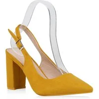VAN HILL 832663 Slingpumps Damen Pumps Slingpumps Blockabsatz High Heel Slingback Abendschuhe