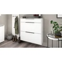 borchardt Möbel Schuhschrank Tom, Hängeschrank mit Glasablage und Metallgriffen Mit 2 Klappen, dahinter 4 Fächer, und 1 Schubkasten