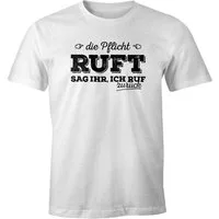 MoonWorks Print-Shirt Herren T-Shirt Die Pflicht ruft Sag ihr ich ruf zurück Fun-Shirt Moonworks® mit Print