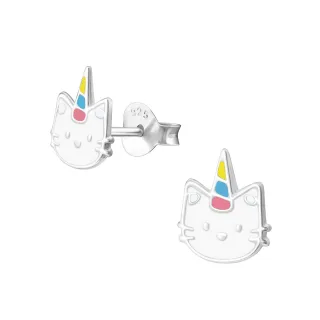 Einhorn-Katze Ohrringe aus 925 Silber