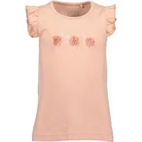 Blue Seven T-Shirt 702400 Kinder Mädchen T-Shirt Tiermotiv Flamingo - Kurzarm Sommershirt Baumwolle, 3D-Blütenapplikation, Verspielte Rüschenärmel, Atmungsaktiv