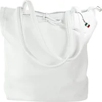 FLORENCE Schultertasche Florence ital. Shopper Echtleder Damen (Schultertasche), Damen Shopper, Schultertasche Leder, weiß ca. 28cm