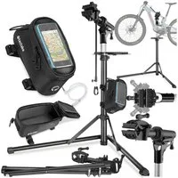 tectake Fahrrad-Montageständer Fahrrad-Set Reparaturständer & Rahmentasche, 360° drehbar (Komplettset, bis 50kg)