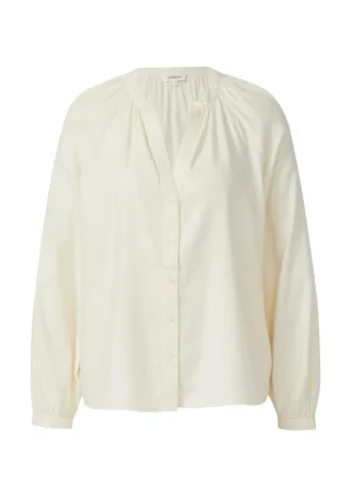 s.Oliver Red Label - Flanell-Bluse im Relaxed Fit mit Raffung beige - Gr. - 36