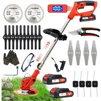 OUTIGO Akku-Rasentrimmer Akku-Rasentrimmer mit 3000mAh 21V Akku, Verstellbarer Teleskopstiel, 15 cm Schnittbreite, 4 Arten Klingen, Teleskop-Stiel/zusammenklappbar
