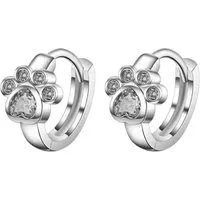 Taffstyle Paar Creolen Süße Ohrringe Kristall Pfoten Edelstahl Pfotenabdruck Creolen Mädchen (Niedliche Ohrringe Hunde & Katzen Creolen Damen Schmuck Geschenke zum Geburtstag Weihnachten Valentinstag Muttertag)