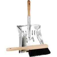 Lantelme Kehrgarnitur Kehrschaufel und Handfeger Set Metall Schaufel Handbesen Holz, (2-tlg), Kehrblech verzinkt mit Holzgriff und Holzhandfeger