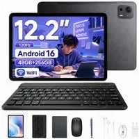 POCKAM P12 Plus 12 Zoll, 2,4K 120 Hz, Android 16, 12000 mAh, mit Tastatur Tablet (12", 256 GB, Android 16, 256GB ROM, T7300 Octa-core,5G WiFi, 8MP+13MP, Gemini AI, Face ID, OTG)