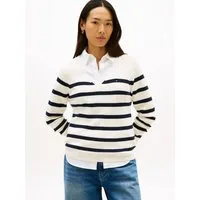 Tommy Hilfiger Strickpullover CO CARDI STITCH V-NK LS mit Logostickerei