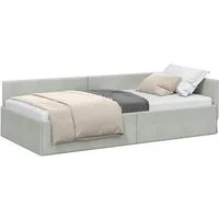 vidaXL Bett Eckbettgestell mit Kopfteil Hellgrau 80 cm x 200 cm Samt (1-tlg)