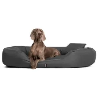 Tierlando ® Orthopädisches Hundebett SAMMY | Robuster Polyester | Dicke Umrandung schwarz/ graphit 2,2 m, 35 cm, 1,2 m