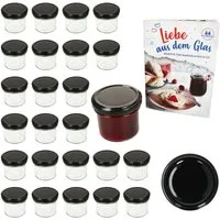 MamboCat Einmachglas 25er Set Sturzglas 125ml Einmachglas TO66 Schwarz Deckel, Glas