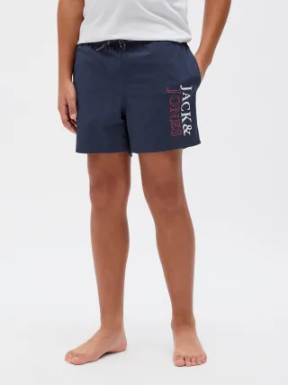 Jack & Jones Junior Badeshorts "JPSTMAUI mit Logoprint und praktischen Taschen" bedruckt, modisch, regular fit, Web