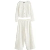 Next Top & Hose Strukturierte Strickjacke und weite Hose im Set (2-tlg)