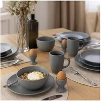 NTK-Collection Frühstücks-Geschirrset Tafelservice für 4 Personen Grau (20-tlg), Keramik, Frühstücksset Geschirrset