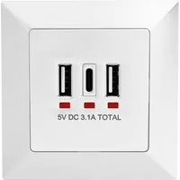 HB-DIGITAL Unterputz-Steckdose hb-digital Wandsteckdose mit 2x USB-A und 1x USB-C Ports, Einzelartikel, 1-St., 1x Wandsteckdose 80x80x32 mm mit 2x USB-A und 1x USB-C Ports, Integrierte USB-A und USB-C Ports