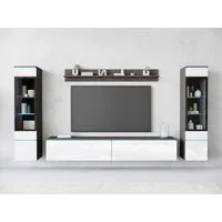 Home affaire Wohnwand VERA II, Vitrinen Türanschlag wechselbar, (Komplett-Set, 4-St), Mediawand 260 cm, Vitrine mit Verglasung, stehend und hängend