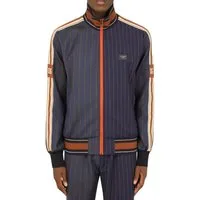 DOLCE & GABBANA Blouson Pinstripe Wolle Trackjacke Jacke mit Logo-Patch Gummiertes Dolce & Gabbana Metall Logo auf der Brust