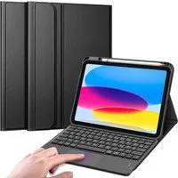Fintie Tablet-Hülle für iPad 11. Generation 2025 11"(A16), iPad 10. Generation 2022 10.9", mit magnetischer Abnehmbarer Deutscher Touchpad Tastatur-QWERTZ Layout