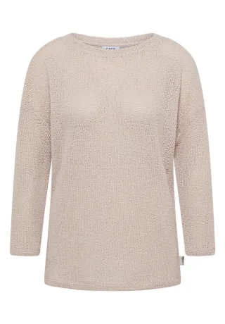 CECIL - 3/4-Arm Shirt im Ajour-Look beige - Gr. - M