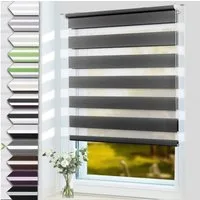 Doppelrollo Klemmfix ohne Bohre, OUBO, verdunkelnd, Fensterrollo Seitenzugrollo Blickdicht, Für Fenster und Tür mit Klämmträger lichtdurchlässig verdunkelnd