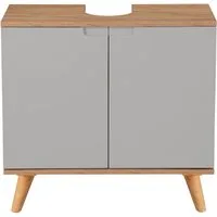 welltime Waschbeckenunterschrank Lund Badunterschrank für wandhängende Waschbecken WC Unterschrank Badezimmerschrank WBU Breite 65cm mit Siphonausschnitt Badschrank