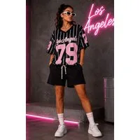 Worldclassca T-Shirt & Shorts Worldclassca 2tlg Oversize SET Shirt + Shorts Jogginganzug Los Angeles Neue Kollektion - Stilvolle und gemütliche Streetwear Mode für Damen