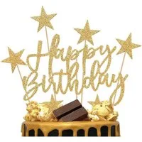 LuxusKollektion Sticker Tortendeko Gold Happy Birthday Cake Topper Sterne Kuchendeko 20-teilig