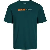 Jack & Jones Rundhalsshirt Jack&Jones XXL T-Shirt petrol Brustprint JJECORP