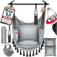 KESSER Hängesessel, Hängestuhl mit Kissen, Getränkehalter & Bücherfach belastbar bis 150kg