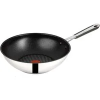 Tefal Wok Jamie Oliver E30 Wokpfanne 28cm Induktion, 3 Tlg, Antihaft, Wok Pfanne, Edelstahl 18/10 (Pfanne, Bratpfannen Set, Pfannenset, Wok, Wokpfanne, Schmorpfanne), Ohne Fett