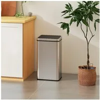 HOMCOM Mülleimer Automatischer Abfalleimer mit Soft-Close-Deckel Bewegungssensor, aus Edelstahl für Büro Schlafzimmer Küchen Silber