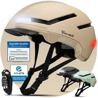 MIVELO Fahrradhelm NOVA - für Herren und Damen mit Licht vorne & hinten, NTA zertifiziert, 360° Beleuchtung, 24 Monate Crash-Ersatz-Garantie